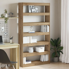 vidaXL Könyvespolc Mesterséges tölgy Tömör fa 100 x 30 x 198 cm bútor