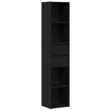 vidaXL Könyvespolc Moduláris Fekete Tömör tölgy 36x30x171 cm Mérnöki fa (862499) bútor