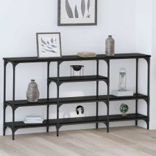 vidaXL Konzolasztal polcokkal Musta tammi 160 x 29 x 80 cm Faanyag bútor