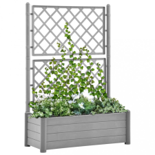 vidaXL kőszürke polipropilén rácsos kerti ültetőláda 100 x 43 x 142 cm kerti dekoráció