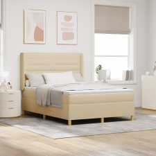 vidaXL Krém Boxspring Ágy Matraccal, 140x200 cm Szövet ágy és ágykellék