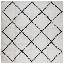 vidaXL krém és fekete hosszú szálú bozontos modern szőnyeg 160 x 160cm (375368) lakástextília