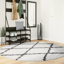 vidaXL Krém és fekete hosszú szálú bozontos modern szőnyeg ø 200 cm lakástextília