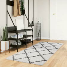 vidaXL krém és fekete hosszú szálú bozontos modern szőnyeg 80x200 cm lakástextília