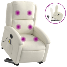 vidaXL krémszínű bársony felállást segítő dönthető masszázsfotel (3204320) masszázsfotel