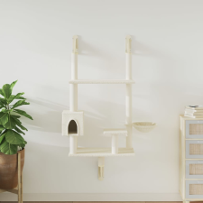 vidaXL krémszínű falra szerelhető kaparófa 153 cm macskafelszerelés