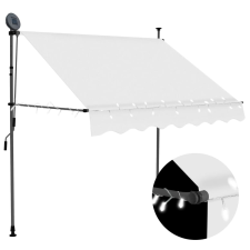 vidaXL krémszínű kézzel kihúzható LED-es napellenző 150 cm kerti bútor