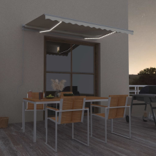 vidaXL krémszínű kézzel kihúzható LED-es napellenző 300 x 250 cm kerti bútor