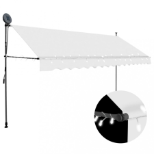 vidaXL Krémszínű kézzel kihúzható LED-es napellenző 350 cm kerti bútor