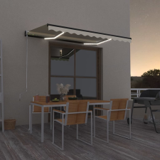 vidaXL krémszínű kézzel kihúzható LED-es napellenző 350 x 250 cm kerti bútor