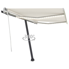 vidaXL krémszínű kézzel kihúzható LED-es napellenző 350 x 250 cm kerti bútor