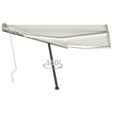 vidaXL Krémszínű kézzel kihúzható LED-es napellenző 400 x 350 cm (3069822) kerti bútor