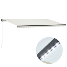 vidaXL krémszínű kézzel kihúzható LED-es napellenző 600 x 300 cm kerti bútor