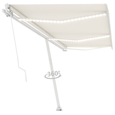 vidaXL krémszínű kézzel kihúzható LED-es napellenző 600 x 350 cm kerti bútor