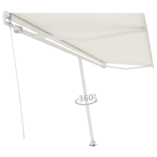 vidaXL krémszínű kézzel kihúzható póznás napellenző 500 x 350 cm kerti bútor