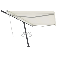 vidaXL krémszínű kézzel kihúzható póznás napellenző 500 x 350 cm kerti bútor