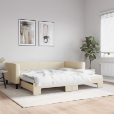 vidaXL krémszínű kihúzható szövet heverő 100x200 cm ágy és ágykellék
