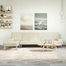 vidaXL krémszínű L-alakú műbőr kanapéágy 255x140x70 cm bútor