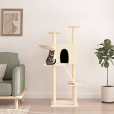 vidaXL krémszínű macskabútor szizál kaparófákkal 143 cm macskafelszerelés