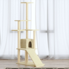 vidaXL krémszínű macskabútor szizál kaparófákkal 155 cm macskafelszerelés