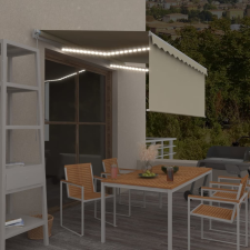 vidaXL krémszínű manuális kihúzható LED-es napellenző redőnnyel 3x2,5m kerti bútor