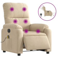 vidaXL krémszínű mikroszálas szövet elektromos dönthető masszázsfotel (3204926) masszázsfotel