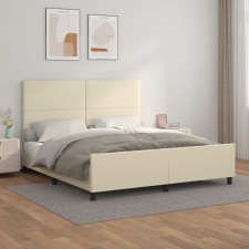 vidaXL krémszínű műbőr ágykeret fejtámlával 180 x 200 cm ágy és ágykellék