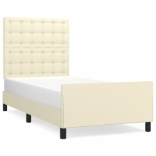 vidaXL krémszínű műbőr ágykeret fejtámlával 80 x 200 cm (3125539) ágy és ágykellék
