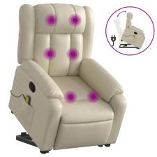 vidaXL krémszínű műbőr dönthető masszázs- és állófotel (3205272) bútor