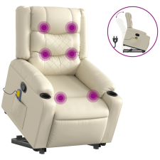 vidaXL krémszínű műbőr dönthető masszázs- és állófotel (3206556) masszázsfotel