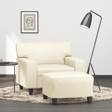 vidaXL krémszínű műbőr kanapéfotel lábtartóval 60 cm bútor