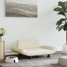 vidaXL Krémszínű műbőr kutyaágy 70 x 45 x 28 cm szállítóbox, fekhely kutyáknak