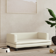 vidaXL krémszínű műbőr kutyaágy 80 x 45 x 30 cm szállítóbox, fekhely kutyáknak