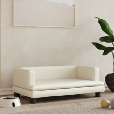 vidaXL krémszínű műbőr kutyaágy 80 x 45 x 30 cm szállítóbox, fekhely kutyáknak