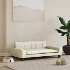 vidaXL krémszínű műbőr kutyaágy 90 x 53 x 30 cm szállítóbox, fekhely kutyáknak