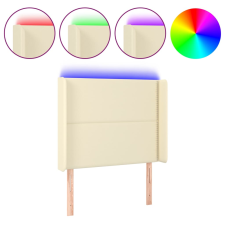 vidaXL krémszínű műbőr LED-es fejtámla 83x16x118/128 cm (3123982) ágy és ágykellék