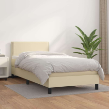 vidaXL krémszínű műbőr rugós ágy matraccal 100 x 200 cm ágy és ágykellék