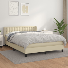vidaXL krémszínű műbőr rugós ágy matraccal 140x190 cm ágy és ágykellék
