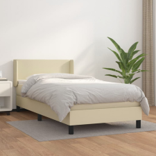 vidaXL krémszínű műbőr rugós ágy matraccal 90 x 200 cm ágy és ágykellék