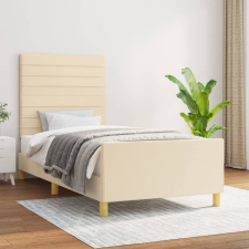 vidaXL Krémszínű szövet ágykeret fejtámlával 100 x 200 cm ágy és ágykellék