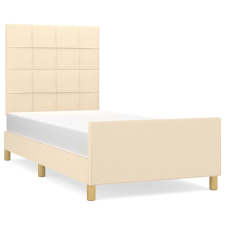 vidaXL krémszínű szövet ágykeret fejtámlával 90 x 190 cm (3125022) - Ágyak és ágykeretek ágy és ágykellék