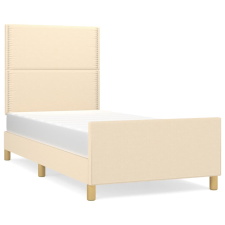 vidaXL krémszínű szövet ágykeret fejtámlával 90 x 200 cm (3124949) ágy és ágykellék