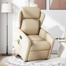 vidaXL krémszínű szövet felállást segítő dönthető masszázsfotel (3303152) masszázsfotel