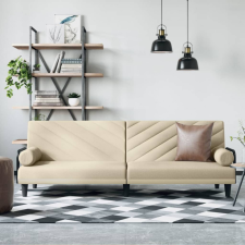 vidaXL Krémszínű szövet kanapéágy karfákkal bútor