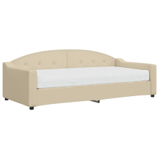 vidaXL krémszínű szövet kanapéágy matraccal 90 x 200 cm (3197516) ágy és ágykellék