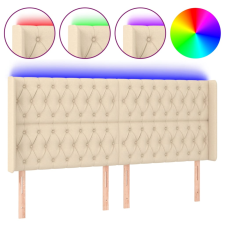 vidaXL krémszínű szövet LED-es fejtámla 203x16x118/128 cm (3124411) ágy és ágykellék
