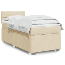 vidaXL krémszínű szövet rugós ágy matraccal 100 x 200 cm ágy és ágykellék