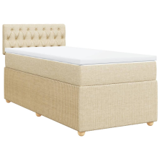 vidaXL krémszínű szövet rugós ágy matraccal 100 x 200 cm (3287379) ágy és ágykellék