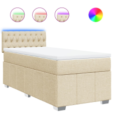 vidaXL krémszínű szövet rugós ágy matraccal 100 x 200 cm (3289291) ágy és ágykellék