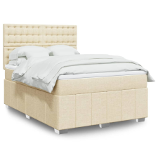 vidaXL krémszínű szövet rugós ágy matraccal 140 x 190 cm ágy és ágykellék